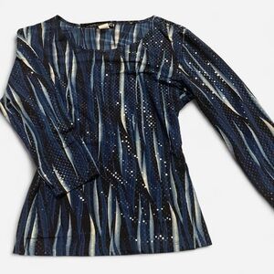 Fashion Bug Blue and White Long Sleeve Top